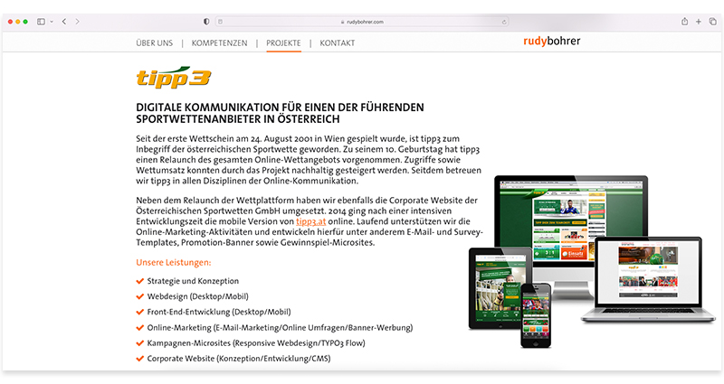 Website Ausschnitt mit Geräten