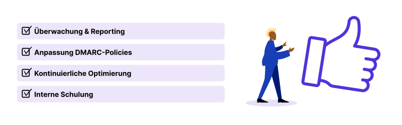 DMARC Checkliste mit Person und Daumen hoch