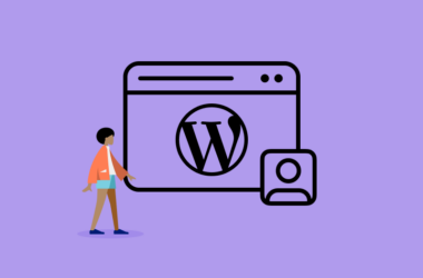 Person mit WordPress Seite und Benutzer Icon