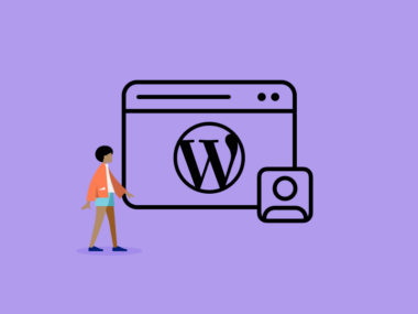 Person mit WordPress Seite und Benutzer Icon