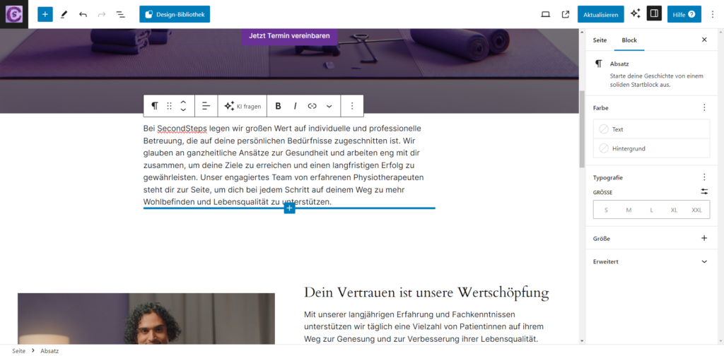 WordPress-Editor: Absatz